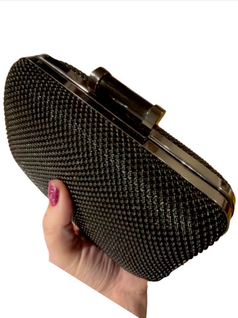 Jessica McClintock Black Beaded Evening Clutch. Great texture!